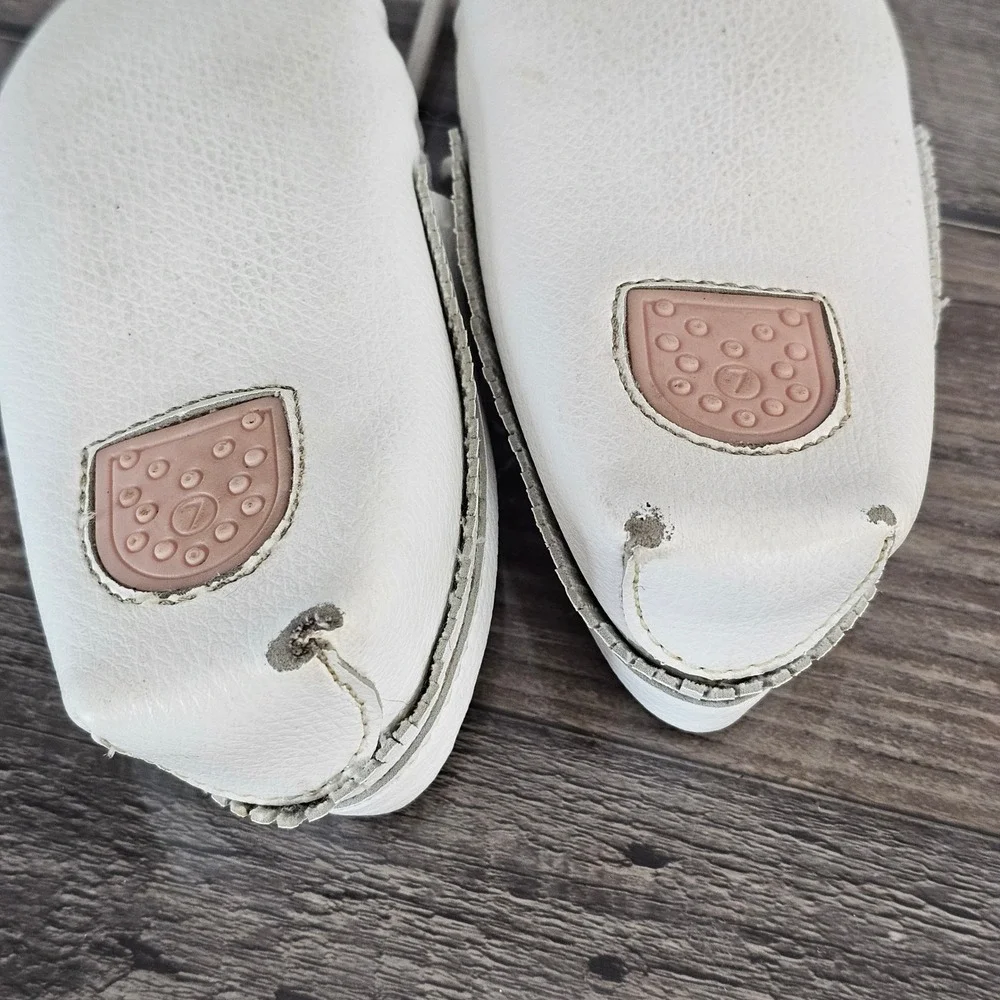 Vintage Disney Pocahontas Moccasins White‎ Leather Fringe Shoes Toddler Girls  7